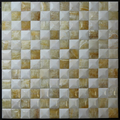 White Marble & Golden Onyx Mosaic